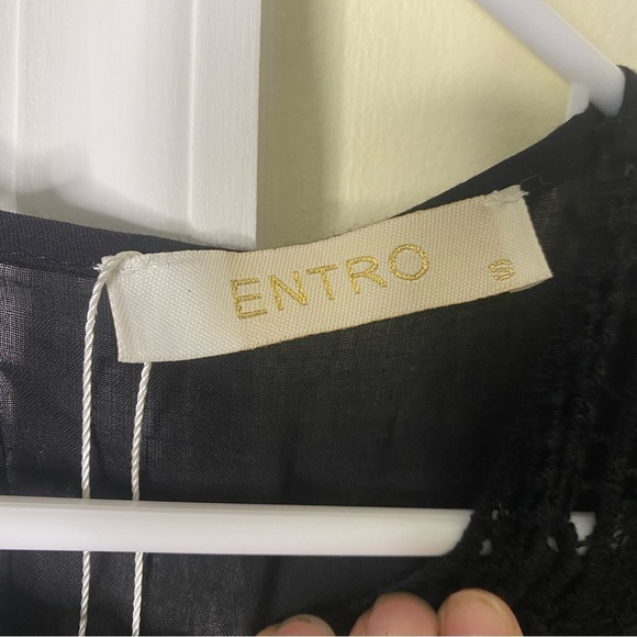 Entro small Black Lace Sleeveless Trapeze Swing Boho Dress - Picture 11 of 12